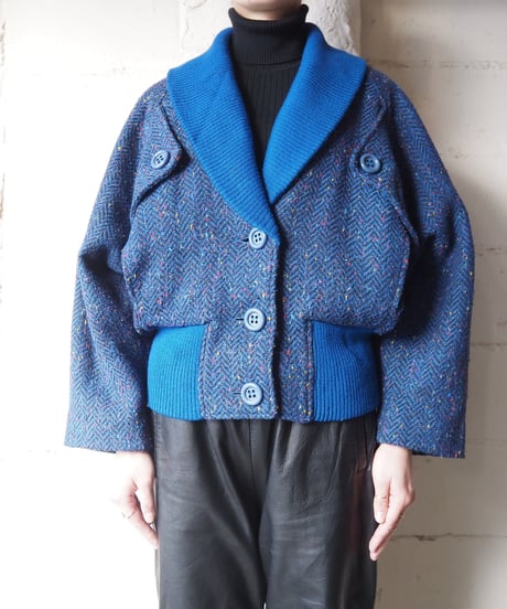 Rib Shawl Collar Tweed Jacket BL
