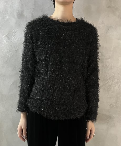 Crew Neck Shaggy Knit BK