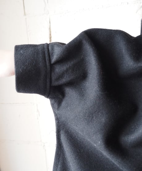 Front Top Button Wool Cape Coat BK