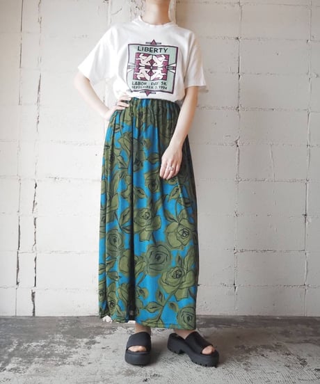 Spandex Mix Flower Pattern Skirt BL GN