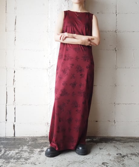 Flower Pattern Side Slit N/S Dress BUR