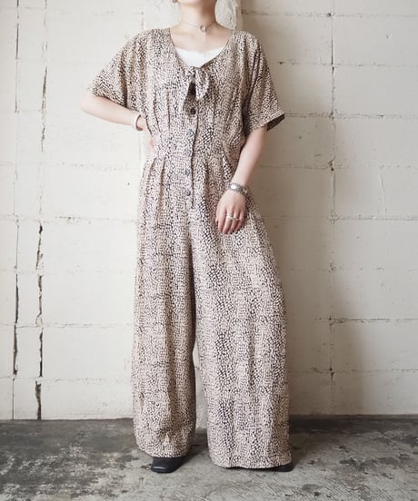 Wide Pants Pattern Jumpsuit BEBK