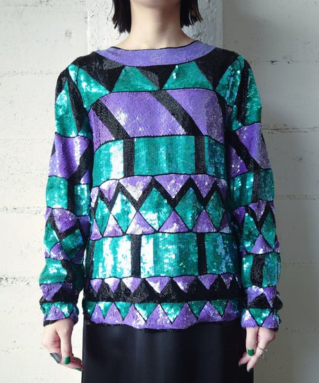 Geometric Spangle Tops BLPUR