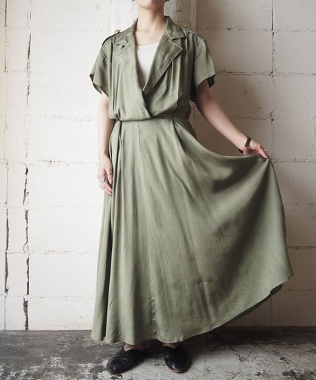 Open Collar Shoulder Button Dress KA