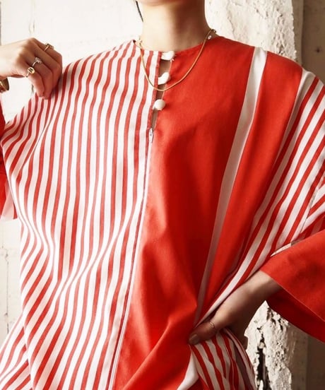 Stripe Asymmetric Design Dress REWH