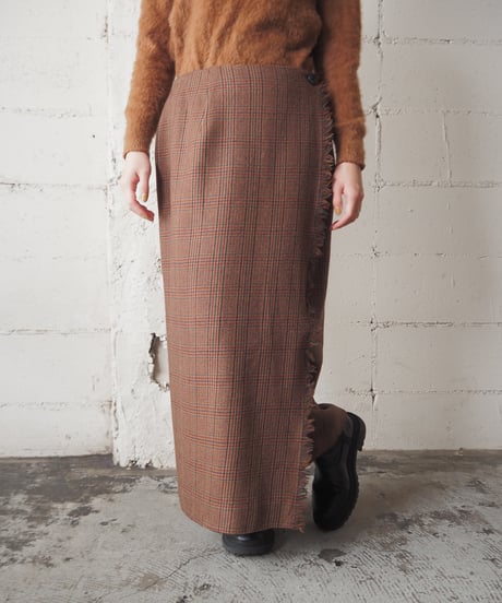 Wool Pattern Wrap Skirt BR