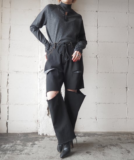 Peekaboo Stone Lame Mix Knit BKSV