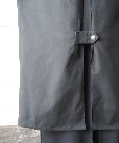 LAUREN Leather Collar Long Coat BKBR