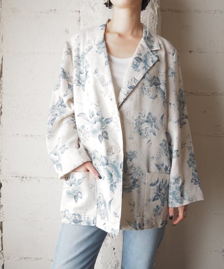 SAG HABBOR Flower Print Unlined Tailored Jacket IVBL