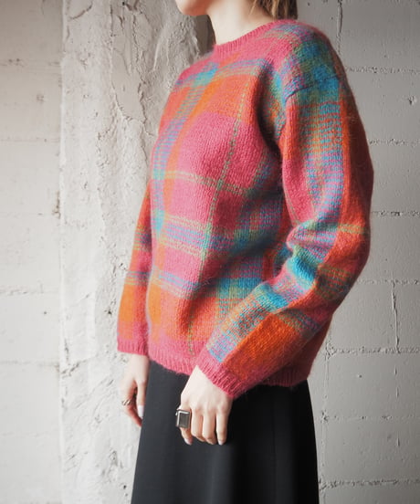 Pattern Mohair Crew Neck Knit PI