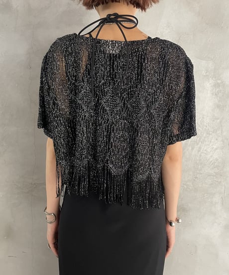 Fringe Design Lame Short Tops BKSL