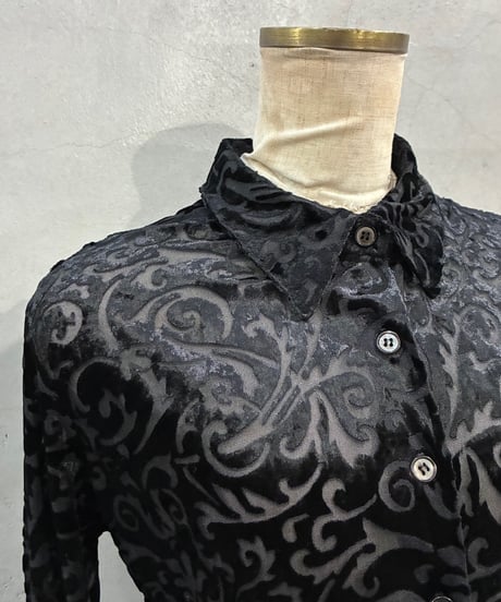 Opal Velour Pattern Sheer Shirt BK