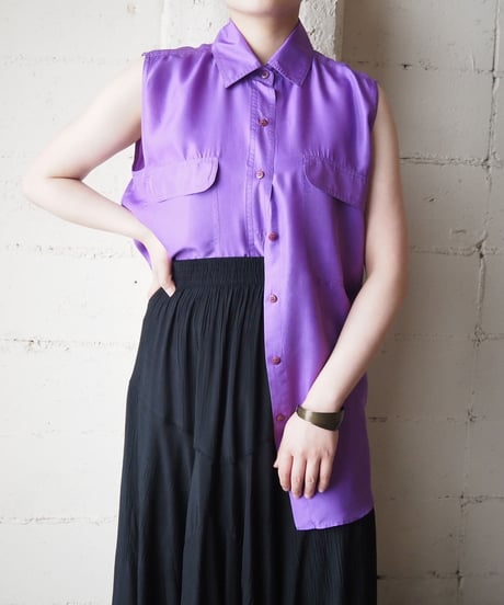 Sleeveless Silk Shirt PUR