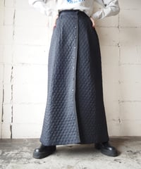 Vintage Front Button Quilted Skirt BK