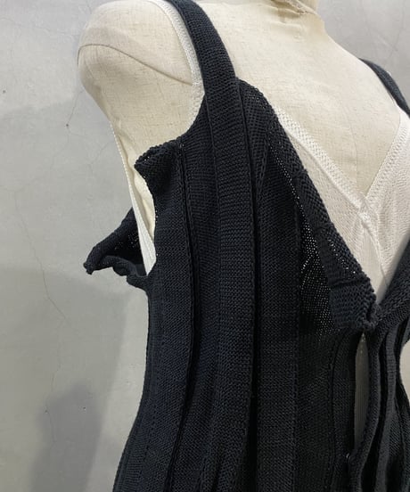 RAGNE KIKAS for Yohji Yamamoto Random Hem Design Rib Knit Tank BK