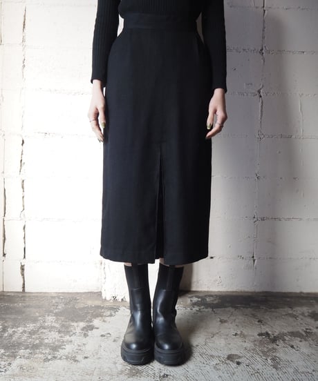 Front Button Tight Skirt BK