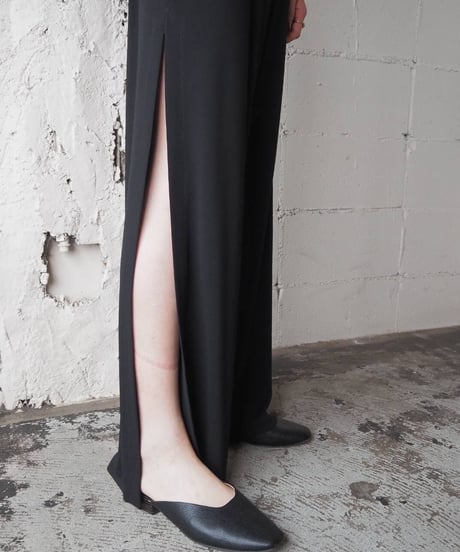 Long Side Slit Easy Pants BK