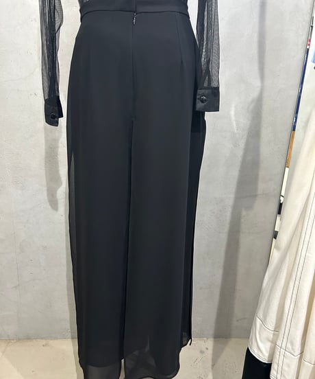 Sheer Layered Wide Pants BK