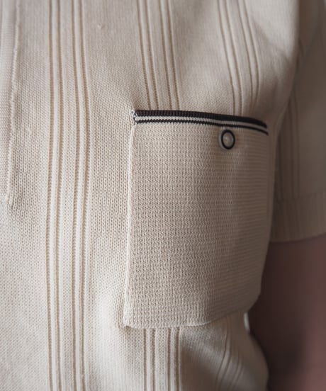 1970's Striped Knit Polo Shirt BE BK