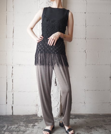 Crochet Fringe Hem Camisole BK