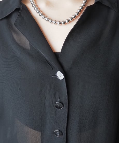 Open Collar Sheer Shirt BK