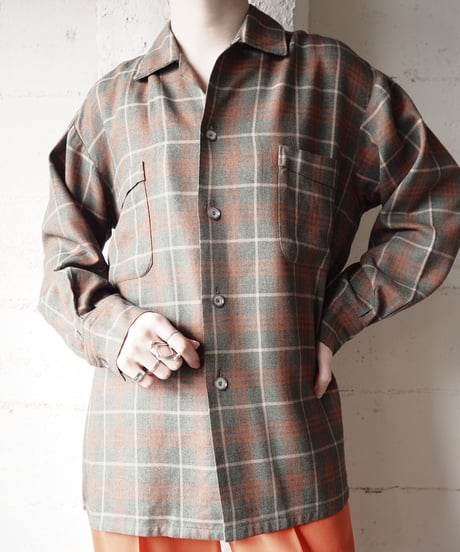 1960's Vintage Open Collar Check Shirt GROR