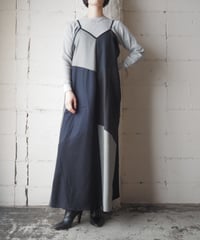 REMAKE Patchwork Camisole Dress BK GR NV