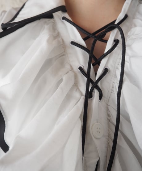 Lace Up Frill Collar Blouse WH