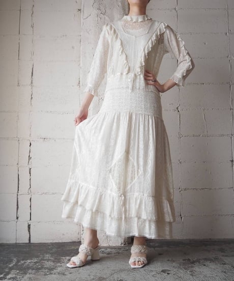 1960s Vintage Indian Cotton Lace Dress IV