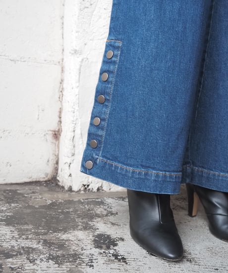 Stella McCartney Button Hem Wide Denim Pants NV