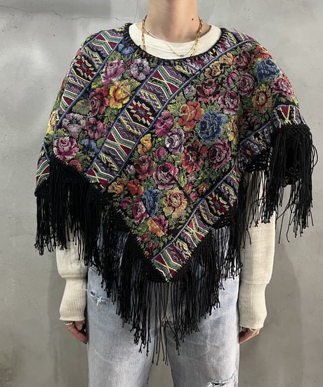 Flower Pattern Gobelin Fringe Collar BK