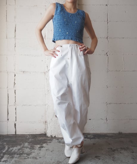 Shirring Denim Cropped Tank Top BL