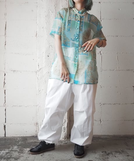S/S Sheer Print Shirt LBL LGN