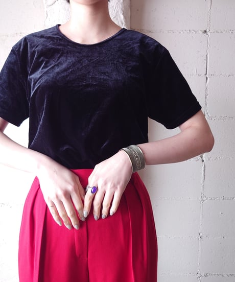 Crew Neck Velour Tee BK