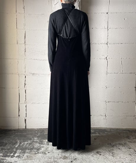 Americansleeve Velourcaisole dress BK