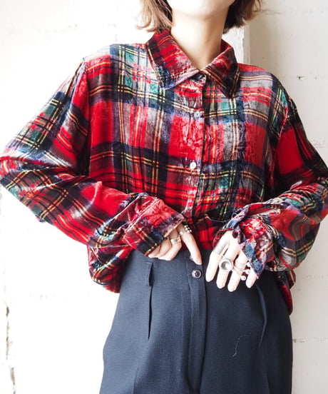 Check Pattern Velour Shirt RE