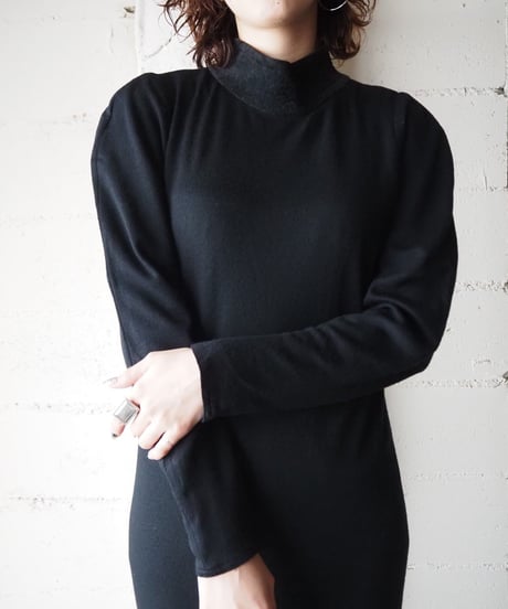 Leather Docking Mermaid Knit Dress BK