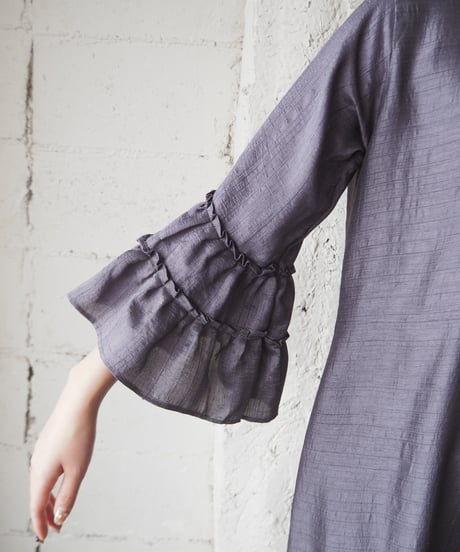 Beads Embroidery Tiered Sleeve Dress GRPUR