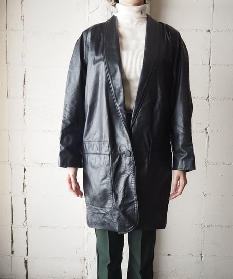 Shawl Collar Leather Jacket BK