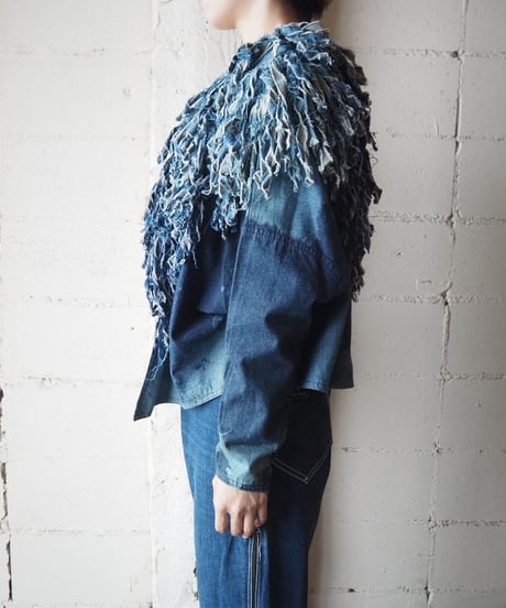 Denim Volume Fringe Jacket BL