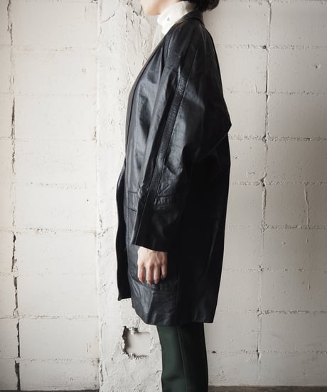 Shawl Collar Leather Jacket BK