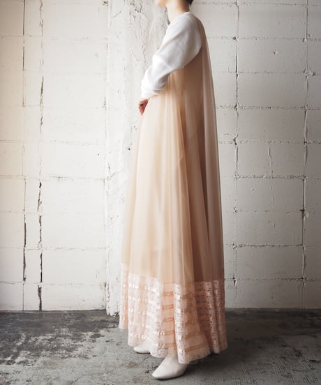 1960〜70's Lace Hem Sheer Volume Dress PI