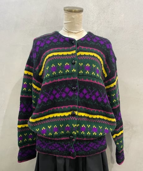 UNITED COLORS OF BENETTON Wool Pattern Cardigan BKGNPUR