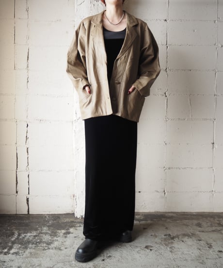 Open Collar Leather Jacket BE