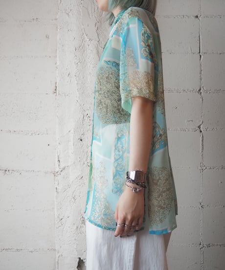 S/S Sheer Print Shirt LBL LGN