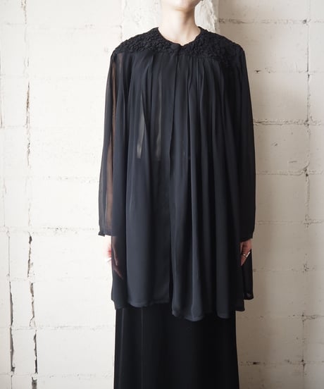 Seethrough  Pleated Blouse BK