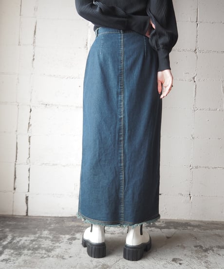 Front Button Denim Tight Skirt NV