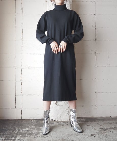 Turtleneck Knit Dress BK