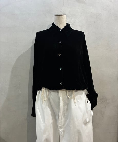 Shell Button Velour Shirt BK