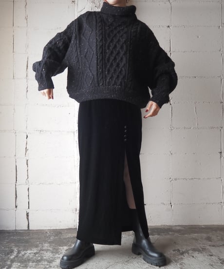 Mix Yarn Fisherman Knit BK